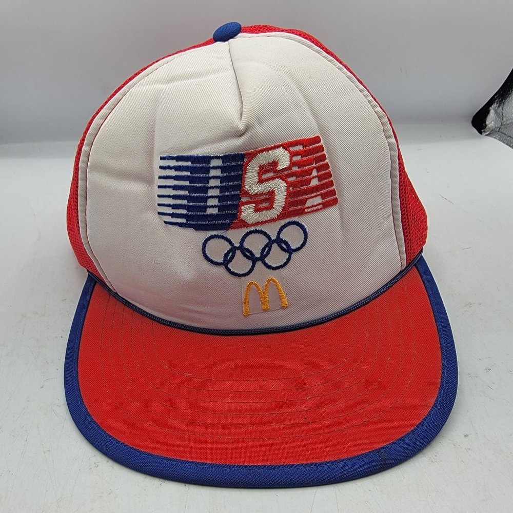 Vintage USA 1984 Olympics McDonalds Unisex Adults Red White Blue Trucker Hat